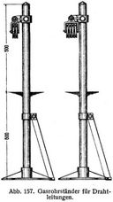 Abb. 157. Gasrohrständer für Drahtleitungen.